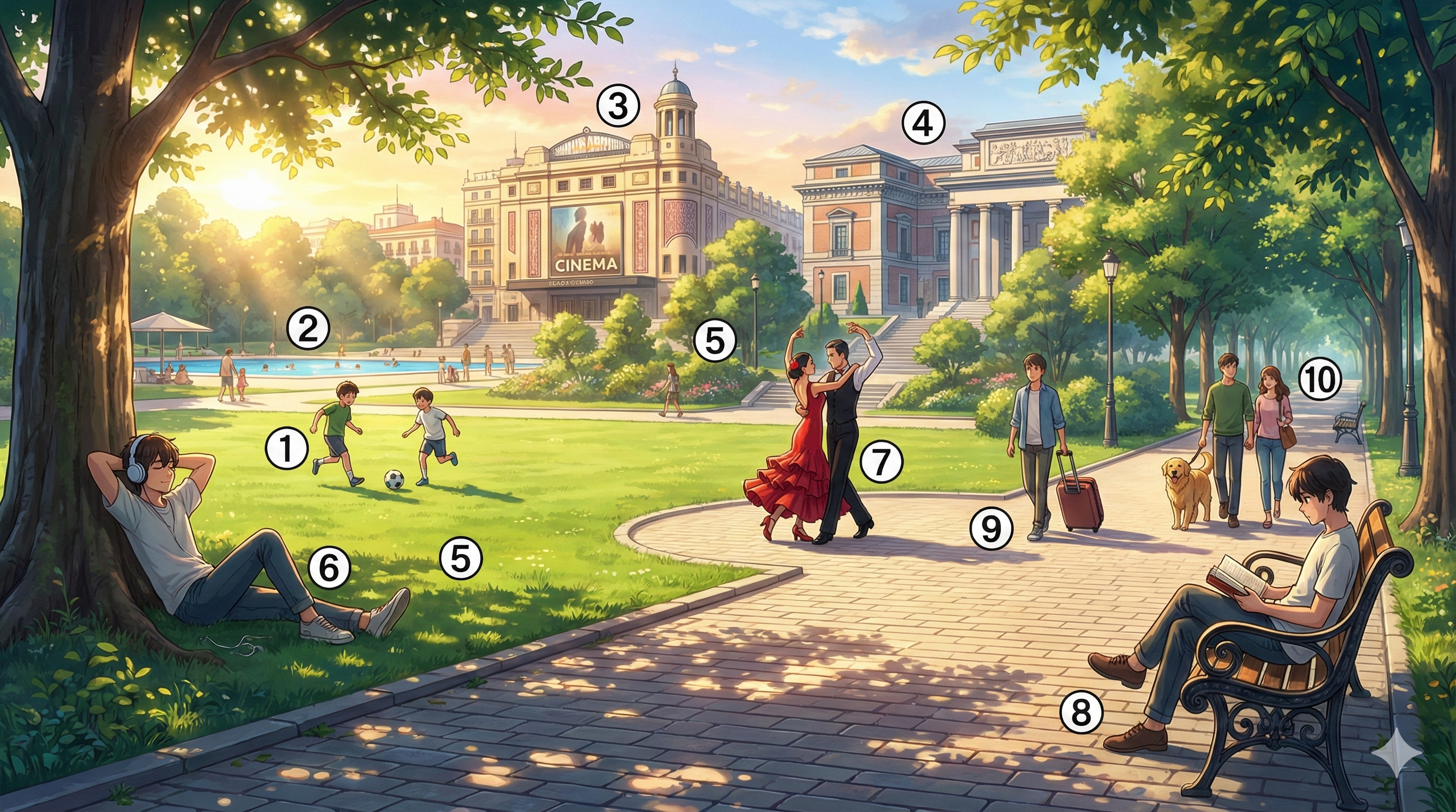 Ocio — 번호 ①~⑩ 라벨 매핑 (Modern Anime Style)