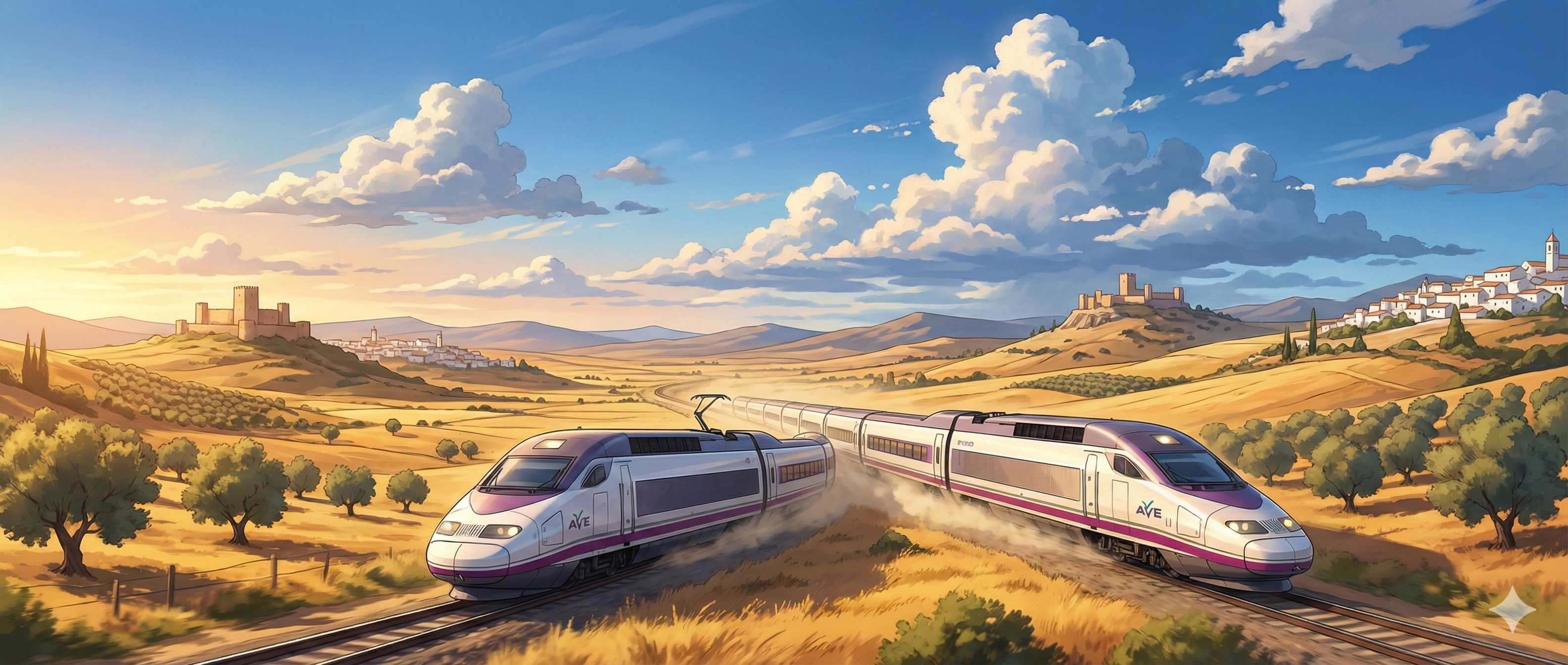 스페인 AVE 고속열차와 아토차 역의 현대적인 풍경